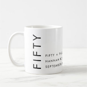 Modern Fifty Name Date Bold 50th Birthday Party Coffee Mug