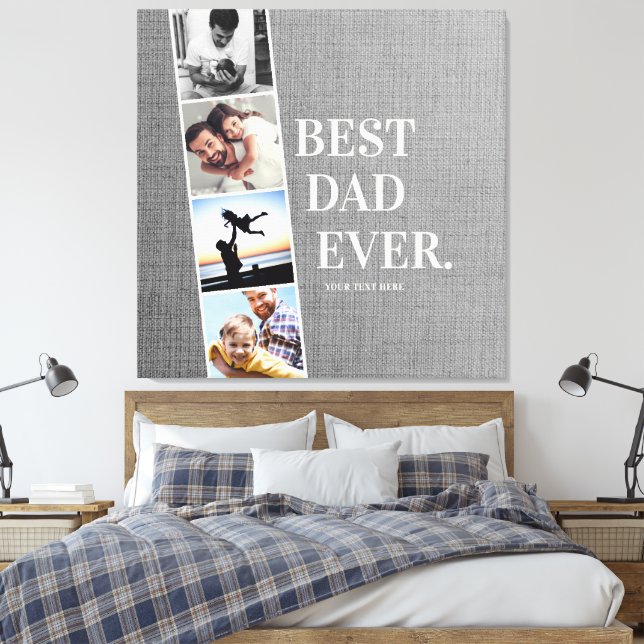 Modern Filmstrip Best Dad Ever Photo Collage Canvas Print (Insitu(Bedroom))