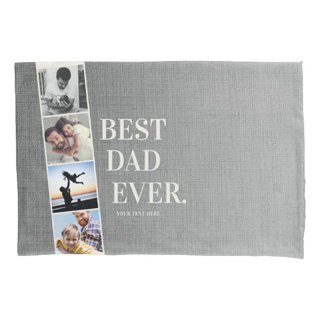 Modern Filmstrip Best Dad Ever Photo Collage Pillowcase (Front)