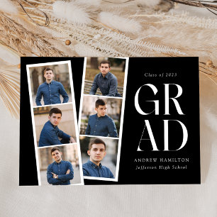 Modern Filmstrip Black 6 Photo Graduation Announcement