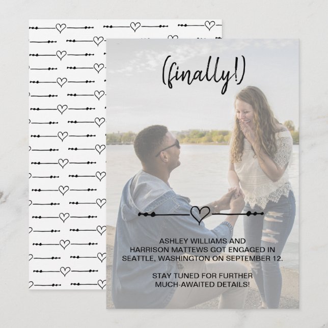 Modern Finally Heart Engagement Save The Date (Front/Back)