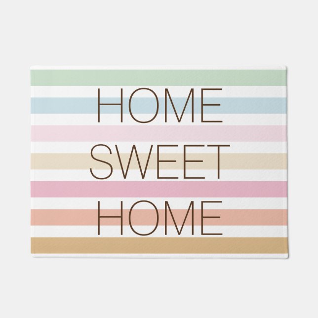 Modern Fine Pastel Colours Home Sweet Home Doormat (Front)