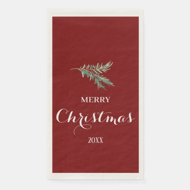 Modern fir tree branch for Christmas Napkin (Front)