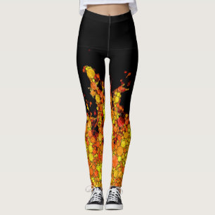 Modern Fire - Abstract Circle Flame Print Leggings