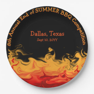Modern Fire Flames BBQ Cook Off Competition Paper Plate