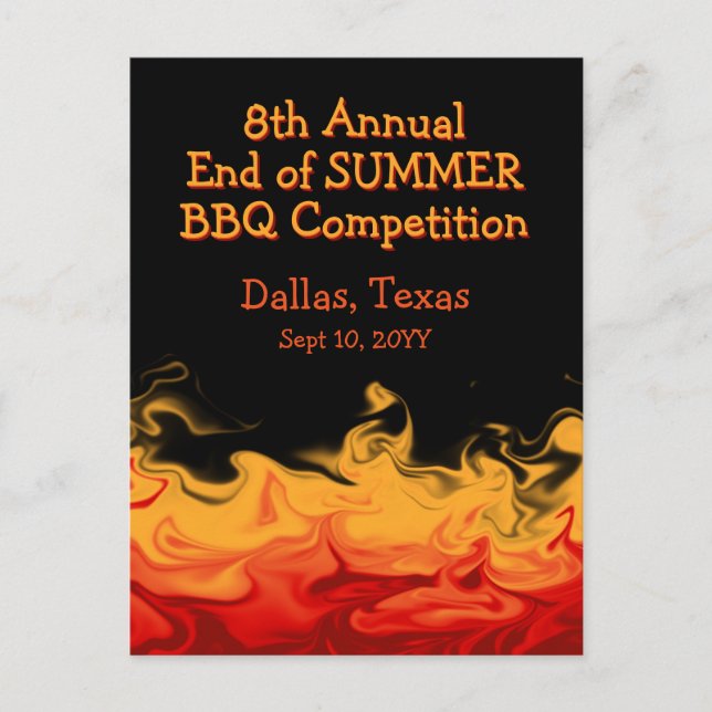 Modern Fire Flames BBQ Cook Off Competition Postcard (Front)