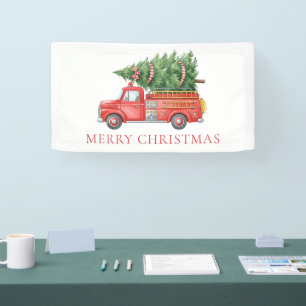 Modern Firefighter Christmas Fire Truck Banner