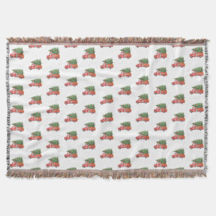 Modern Firefighter Christmas Fire Truck Throw Blanket