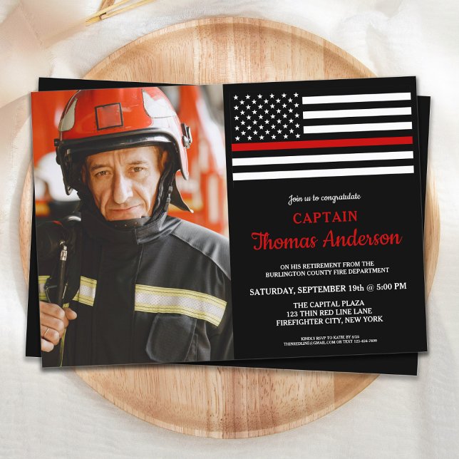 Modern Firefighter Retirement Party Custom Photo  Invitation (Creator Uploaded)