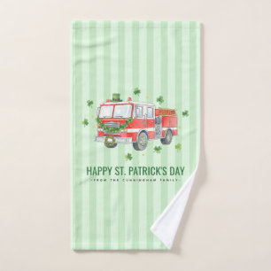 Modern Firefighter St. Patrick's Day Hand Towel