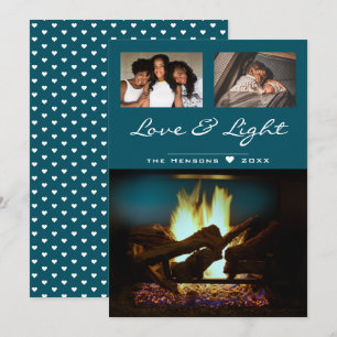 Modern Fireplace Fire Wood Cozy Christmas Photo Card