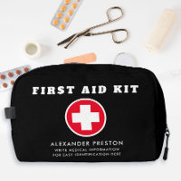 Modern First Aid Black Red Cross Medical Travel