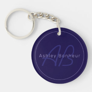 Modern First and Last Name w/Monogram Keychain