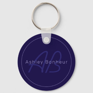 Modern First and Last Name w/Monogram Keychain