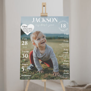 Modern First Birthday Photo Milestone Poster