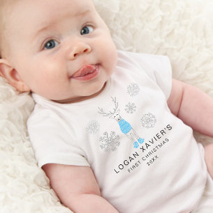 Modern First Christmas Cozy Reindeer Baby Bodysuit