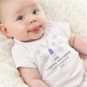 Modern First Christmas Cozy Reindeer Baby Bodysuit