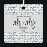 Modern First Christmas Married love wedding gift Metal Ornament<br><div class="desc">Celebrate your first Christmas as a married couple with our "Modern Custom Photo First Christmas Married Love" Metal Ornament. This customizable ornament allows you to showcase a cherished photo and commemorate your newlywed love during the holiday season. Personalize it with your photo and a heartfelt message for a keepsake that...</div>