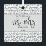 Modern First Christmas Married love wedding gift Metal Ornament<br><div class="desc">Celebrate your first Christmas as a married couple with our "Modern Custom Photo First Christmas Married Love" Metal Ornament. This customizable ornament allows you to showcase a cherished photo and commemorate your newlywed love during the holiday season. Personalize it with your photo and a heartfelt message for a keepsake that...</div>