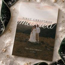 Modern First Christmas Married Newlywed Photo