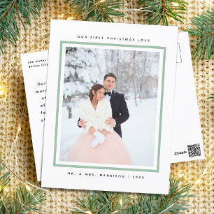 Modern First Christmas Mr and Mrs Photo Holiday Postcard