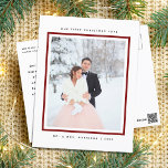 Modern First Christmas Mr and Mrs Photo Holiday Postcard<br><div class="desc">Simple and modern with one of your favourite photo as Mr and Mrs first Christmas holiday postcard.</div>