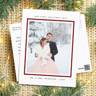 Modern First Christmas Mr and Mrs Photo Holiday Postcard
