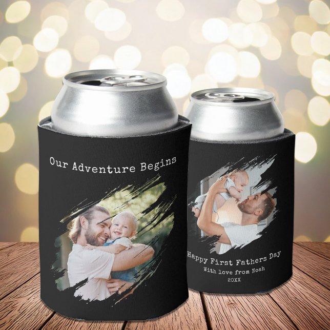 Modern First Fathers Day 2 Photo Can Cooler (Creator Uploaded)