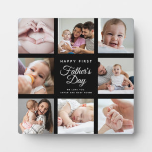 Modern First Father's Day Baby Photo Collage Plaque