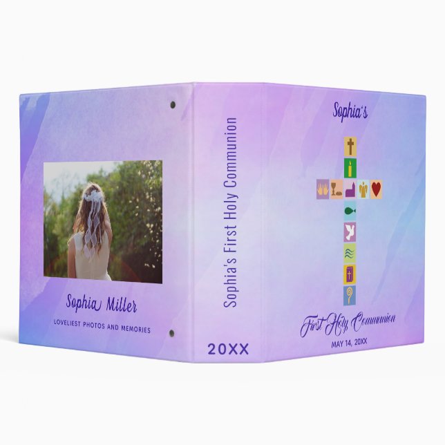 Modern First Holy Communion Colourful Cross Symbol Binder (Background)