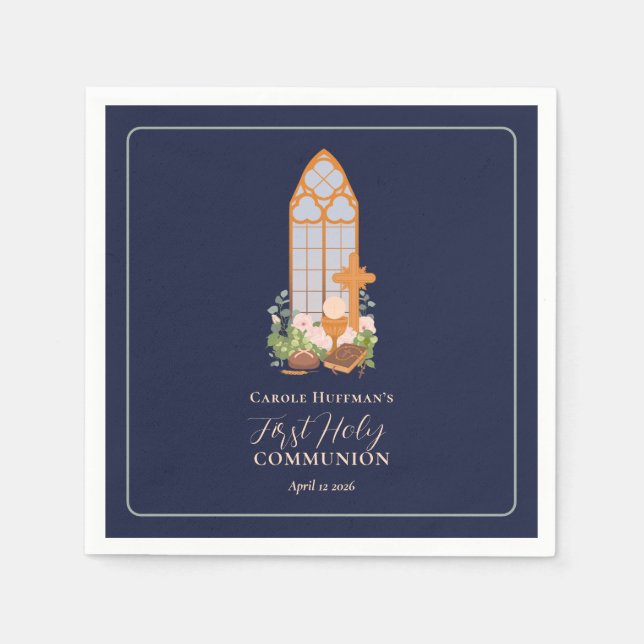 Modern First Holy Communion Eucharist Napkin (Front)
