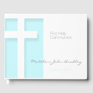 Modern First Holy Communion in Blue Guest Book