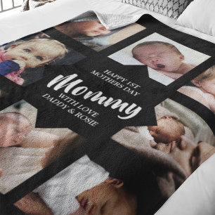 Modern   First Mothers Day   Photo Collage Fleece  Blanket