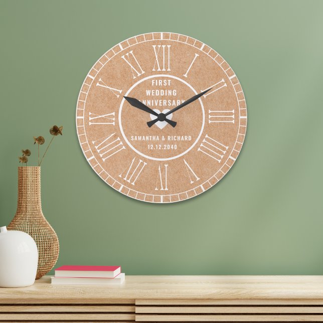 Modern First Paper Anniversary Roman Numerals Large Clock (Modern First Paper Anniversary Roman Numerals Large Clock
)