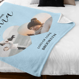 Modern First Time Mama 2 Heart Photo Fleece Blan