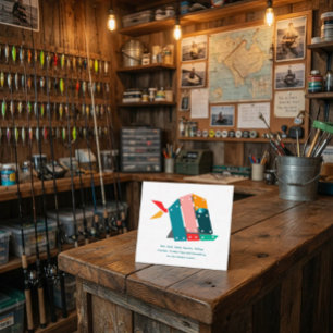 Modern Fishing Business Card with QR Code