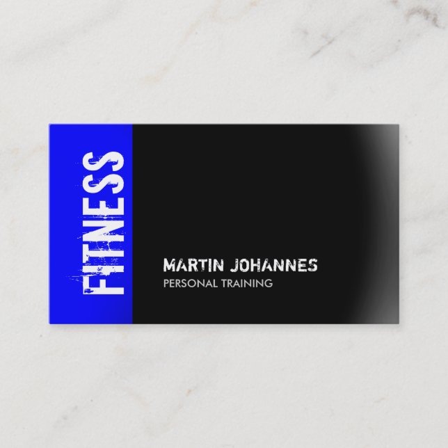 Modern Fitness Sport Blue Grey Business Card (Front)