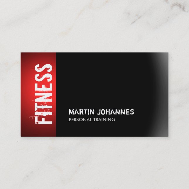 Modern Fitness Sport Red Grey Business Card (Front)