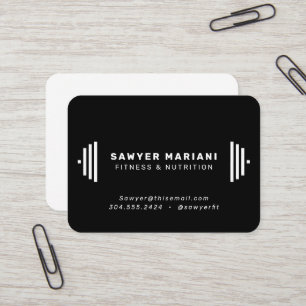Modern fitness trainer black and white business card