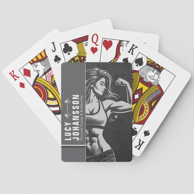 Modern Fitness Trainer Bodybuilding Gym Instructor Playing Cards (Back)