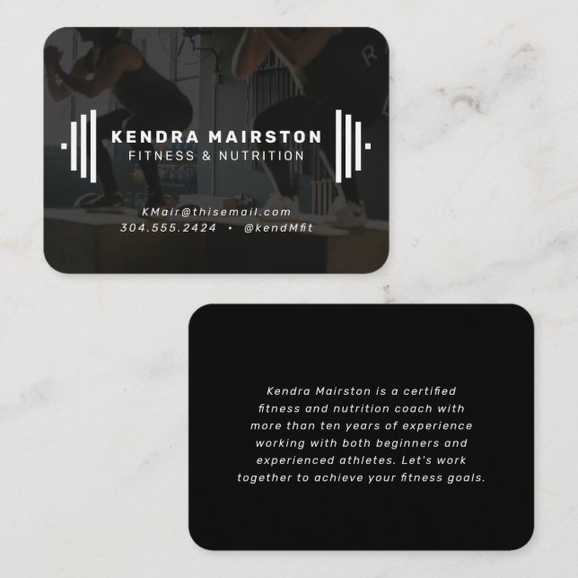 Modern fitness trainer business card with photo (Front/Back)