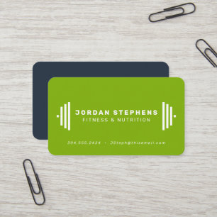 Modern fitness trainer coach bright green blue business card