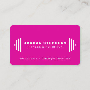 Modern fitness trainer coach bright magenta pink business card