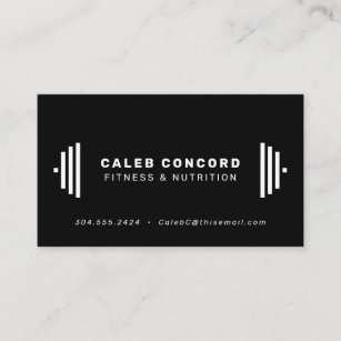 Modern fitness trainer coach chic black business card