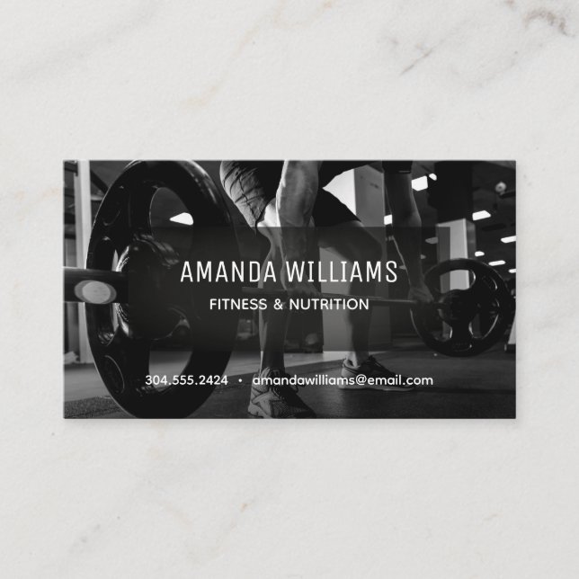 Modern fitness trainer photo business card (Front)