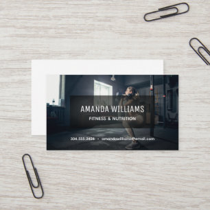 Modern fitness trainer photo business card