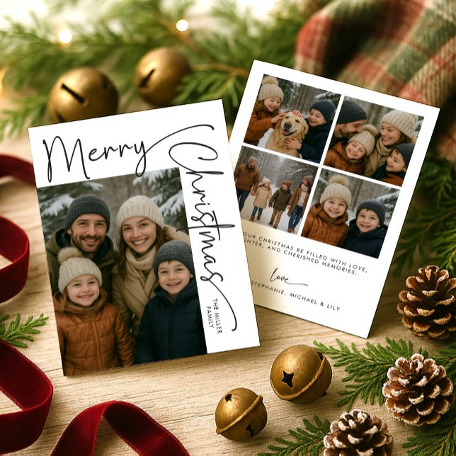 Modern Five Photo Christmas Holiday Card (Creator Uploaded)