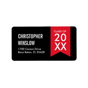 Modern Flag Graduation Labels - Red