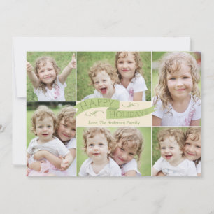 Modern Flag Holiday Photo Card - Green