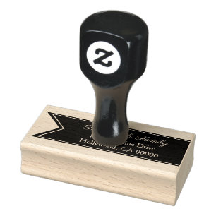 Modern Flag Ribbon & Family Name Rubber Stamp